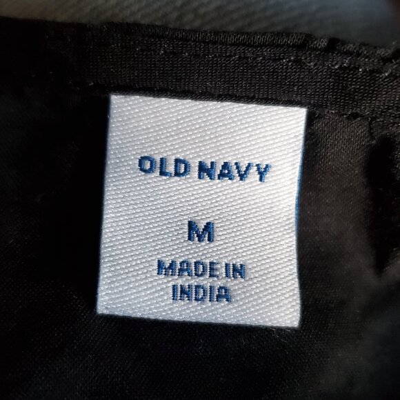 Old Navy Split Neck Cotton Peasant Top, Black, Size M - Picture 10 of 12